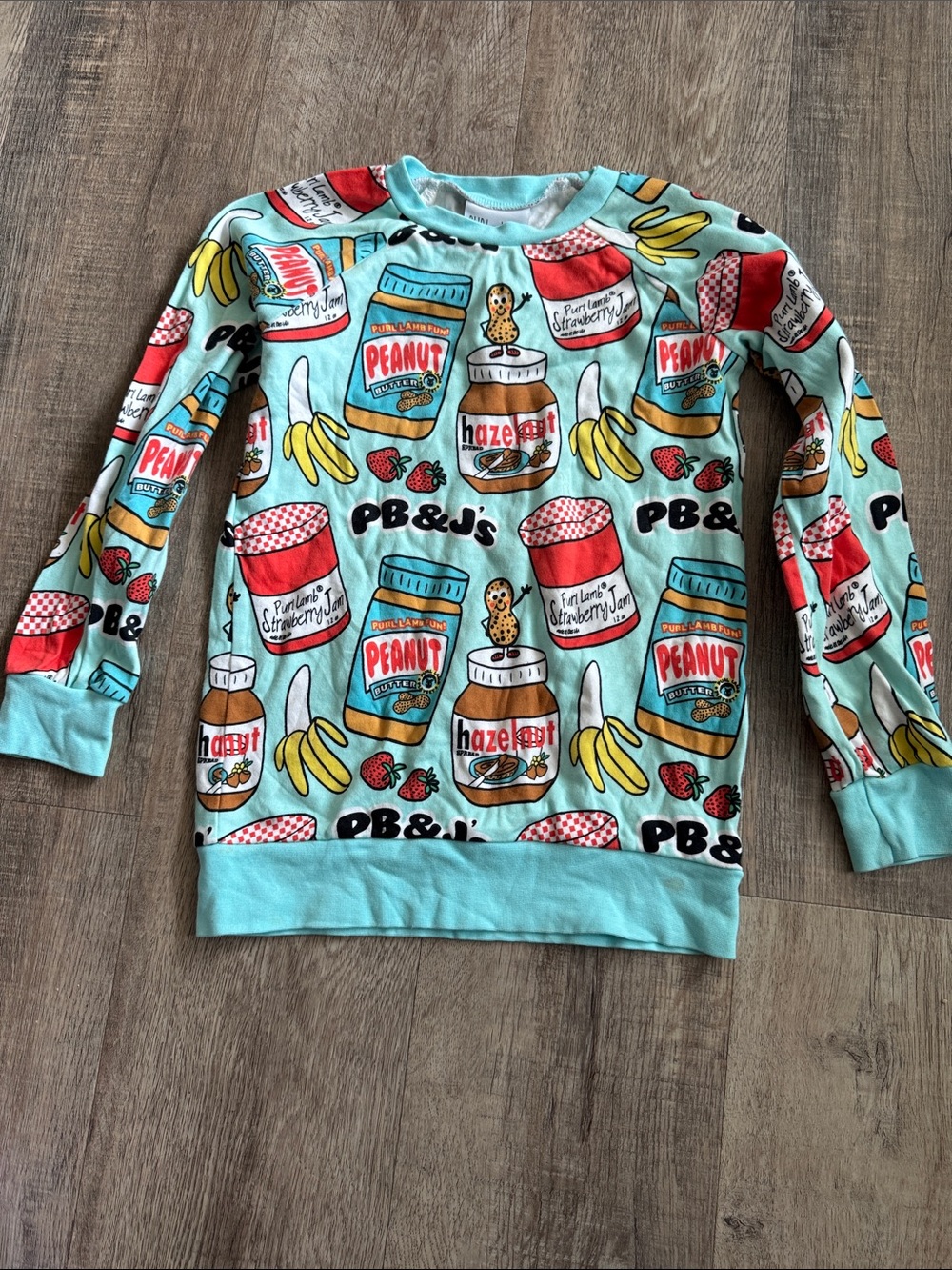 Kids Peanut Butter & Jelly Print Long Sleeve Top - Light Blue